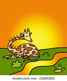 Vector cartoon giraffe 
