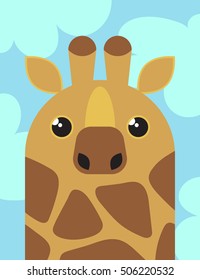 Vector cartoon giraffe. Cute giraffe character.