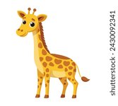 Vector of cartoon giraffe illustration on white