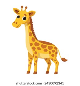 Vector of cartoon giraffe illustration on white