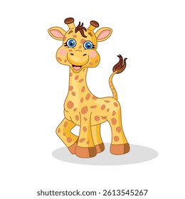 Vector of cartoon giraffe illustration on white
