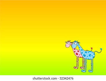 Vector cartoon giraffes - greeting cards for baby birthday