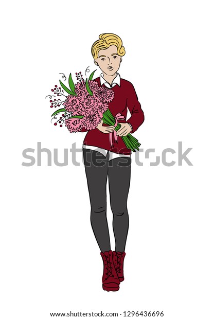 Vector Cartoon Girl Blonde Hair Without Stock Vector Royalty Free