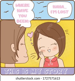 vector cartoon girl and boy characters illustration japanese anime boy face
