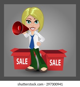 vector cartoon girl character