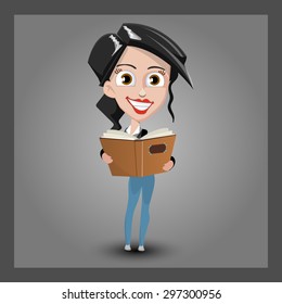 vector cartoon girl character