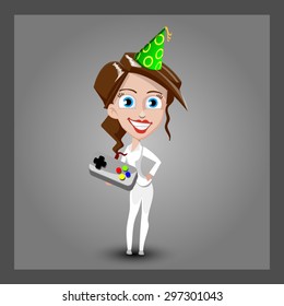 vector cartoon girl character