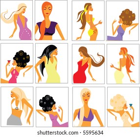 vector cartoon girls. part 2