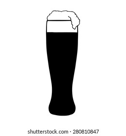 Vector Cartoon Glass of Beer. Black and White Illustration.