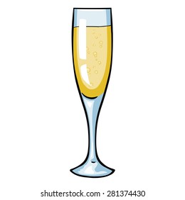 Vector Cartoon Glass Of Champagne