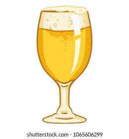 Vector Cartoon Glass of Light Beer with Foam