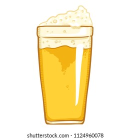 Vector Cartoon Glass of Light Beer with Foam