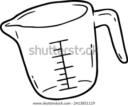 Vector Cartoon Glass Measuring Cup Line Art