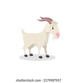 Vector cartoon goat. Funny goat. Pet. Farm animal.