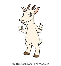 Vector Cartoon Goat Giving Thumbs Up Illustration