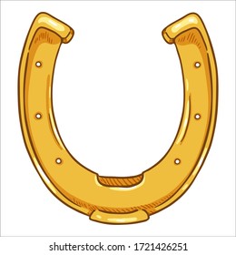 Vector Cartoon Gold Horseshoe Illustration on White Background