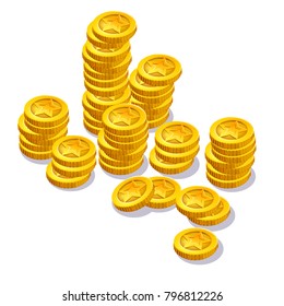 Vector cartoon golden coins for game