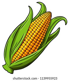 Vector Cartoon Golden Corn