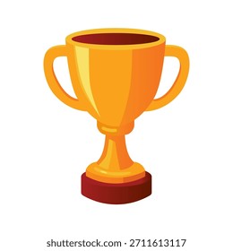 Vektor-Cartoon goldener Trophäenbecher einzeln auf weißem Hintergrund