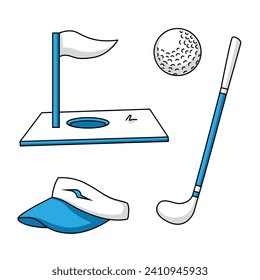 vector cartoon golf equipment tools