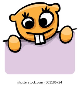 Vector cartoon gopher with a purple banner