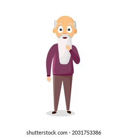 Vector cartoon grandfather. Children's illustration