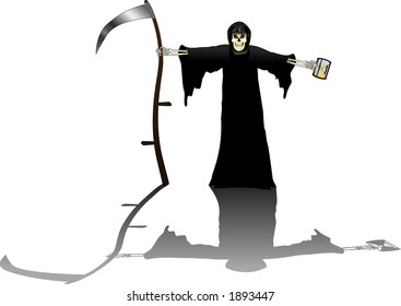 vector cartoon graphic depicting the Grim Reaper (concept: Halloween)