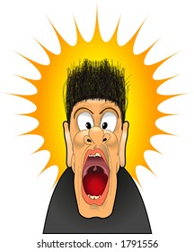 vector cartoon graphic depicting a man screaming