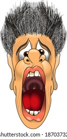 vector cartoon graphic depicting a man screaming