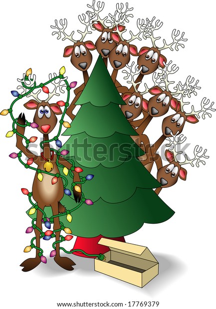 Vector Cartoon Graphic Depicting Reindeer Christmas Stock Vector ...