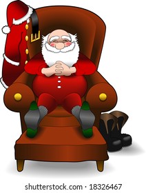 vector cartoon graphic depicting a relaxing Santa Claus