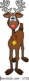 vector cartoon graphic depicting "Rudolph the red-nosed reindeer"