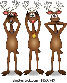 vector cartoon graphic depicting three reindeer