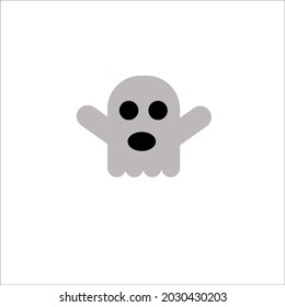 vector cartoon gray ghost for halloween decoration.