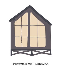 Vector cartoon gray house for kids. House for the design of children's banners and postcards.