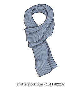 Vector Cartoon Gray Knitted Scarf