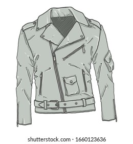 Vector Cartoon Gray Motorcycle Jacket. Biker Style Outfit