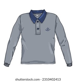 Vector Cartoon Gray Rugby Shirt