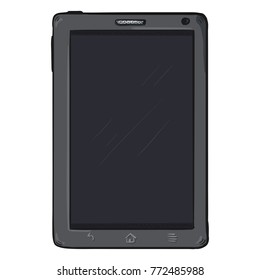 Vector Cartoon Gray Tablet PC on White Background