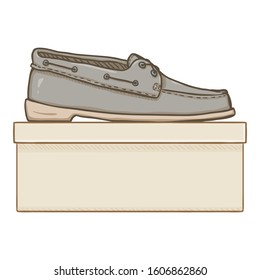 Vector Cartoon Gray Textile Shoes with Shoebox