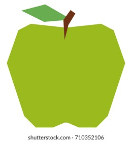 Vector Cartoon Green Apple Isolated On White Background