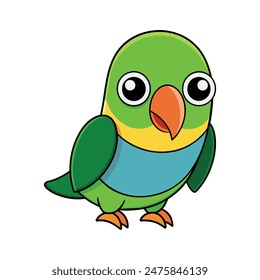 Vector cartoon green bird illustration 