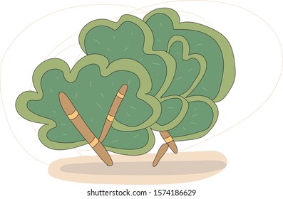 Vector Cartoon green bushes isolated on white background. Perfect for fabric, wrap paper, card, posters, textile and prints 