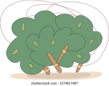 Vector Cartoon green bushes isolated on white background. Perfect for fabric, wrap paper, card, posters, textile and prints 