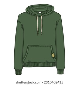 Vektor Cartoon Green Hoodie Sweatshirt