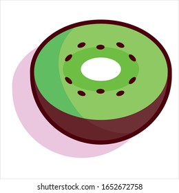 Dibujo vectorial Fruta Kiwi verde con piel marrón aislada