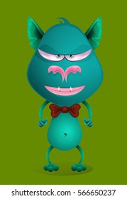 Vector cartoon green monster