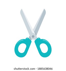 Vector cartoon green paper cutting scissors Isolated on white background
