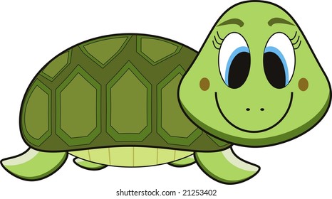 vector cartoon of a green turtle