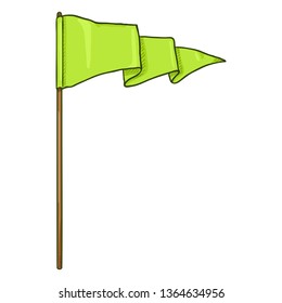 Vector Cartoon Green Waving Triangle Flag